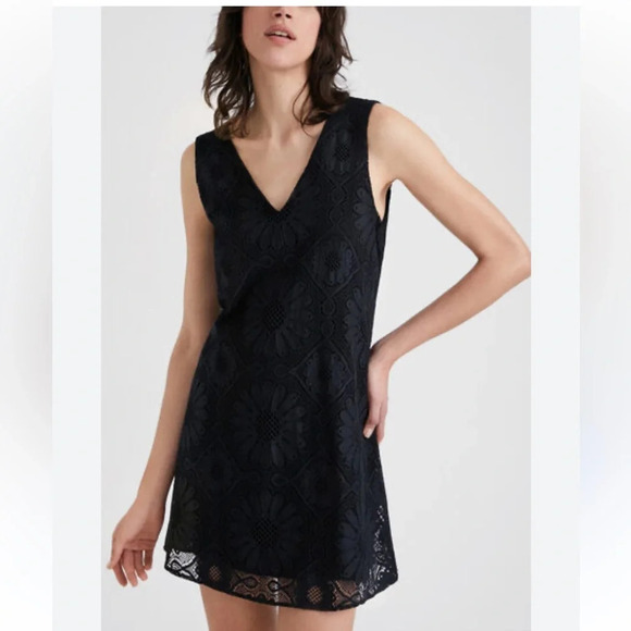 Desigual black lace mini dress.  Sleeveless size large - Picture 1 of 9